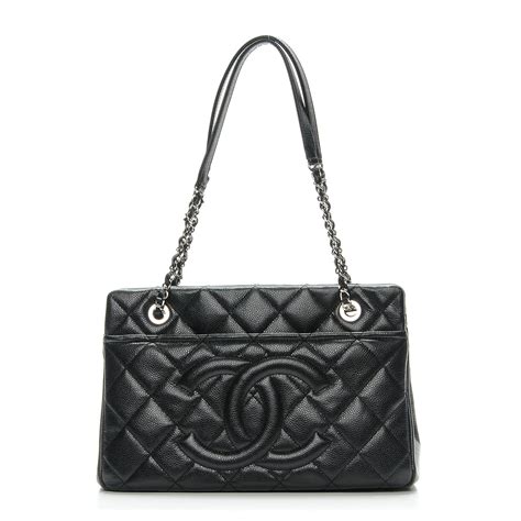 chanel soft black delicate chain leather tote|CHANEL Caviar Quilted Timeless CC Soft Tote Black.